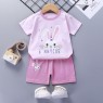 Wholesale cotton cartoon home wear kids clothing Plain kids jogging suit summer Kids pajama short sleeve suit