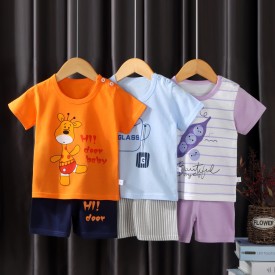 New summer 0-6 year old children's suit half-sleeved children's T-shirt sports home clothes  direct sales