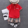 Children Boys Fashion Summer Kids Lapel Polo Shirt Short Sleeve T-Shirt Two Piece Set