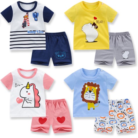 Boy Clothing Sets Casual T-Shirt Set and  Shorts Pure-Cotton Children Suit