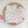 2023 Sleeveless summer 100% cotton baby girls clothing suit Cartoon kids wear little boys clothes set