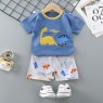 Wholesale cotton cartoon home wear kids clothing Plain kids jogging suit summer Kids pajama short sleeve suit