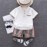 Children Boys Fashion Summer Kids Lapel Polo Shirt Short Sleeve T-Shirt Two Piece Set