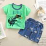 New style  direct sales 2023  children's short-sleeved suit pure cotton cartoon style children clothes