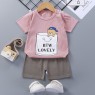 Wholesale cotton cartoon home wear kids clothing Plain kids jogging suit summer Kids pajama short sleeve suit