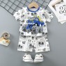 Wholesale cotton cartoon home wear kids clothing Plain kids jogging suit summer Kids pajama short sleeve suit