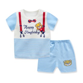 Boy Clothing Sets Casual T-Shirt Set and  Shorts Pure-Cotton Children Suit