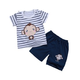 New style  direct sales 2023  children's short-sleeved suit pure cotton cartoon style children clothes