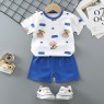 Wholesale cotton cartoon home wear kids clothing Plain kids jogging suit summer Kids pajama short sleeve suit