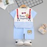 Summer Kids'  Cotton Cartoon Sakura Short Sleeve T-shirt Set