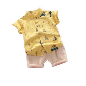 Summer Kids Boutique Outfits Fashion Cotton Short Sleeve Clothes Baby Cotton Clothes Clothing Bag  Pullover Set Unisex OEM