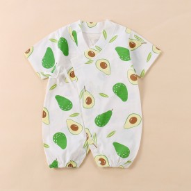 Infant jumpsuit summer combed cotton printed baby romper light and breathable boys and girls baby short-sleeved kimono