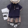 Children Boys Fashion Summer Kids Lapel Polo Shirt Short Sleeve T-Shirt Two Piece Set