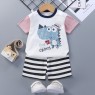 Wholesale cotton cartoon home wear kids clothing Plain kids jogging suit summer Kids pajama short sleeve suit