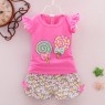 2023 summer girl baby baby 0-4 years old bow casual cute suit