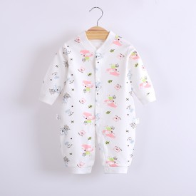 Cotton printing baby long-sleeved romper baby warm home clothes