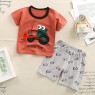 New style  direct sales 2023  children's short-sleeved suit pure cotton cartoon style children clothes