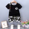 Summer casual cotton short-sleeved shorts two-piece suit for boys and girls