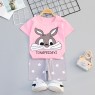 Summer Kids'  Cotton Cartoon Sakura Short Sleeve T-shirt Set