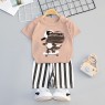 Summer Kids'  Cotton Cartoon Sakura Short Sleeve T-shirt Set