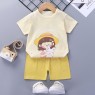 Wholesale cotton cartoon home wear kids clothing Plain kids jogging suit summer Kids pajama short sleeve suit