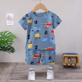 pure cotton Leisure baby neutral' cheap prices 2pcs Short Sleeve Shirt + Pants Baby sets clothes