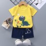 Wholesale cotton cartoon home wear kids clothing Plain kids jogging suit summer Kids pajama short sleeve suit