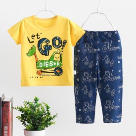 new children's breathable 100%cotton short-sleeved suit Air-conditioned clothing baby summer clothes