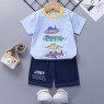 Wholesale cotton cartoon home wear kids clothing Plain kids jogging suit summer Kids pajama short sleeve suit