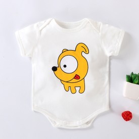 Baby bag fart jacket summer new newborn cotton cartoon short sleeve Hayi baby one-piece triangle climbing suit