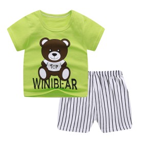 2023 Summer children clothes set 100% cotton short sleeve 2pcs baby clothes set 