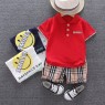 Children Boys Fashion Summer Kids Lapel Polo Shirt Short Sleeve T-Shirt Two Piece Set