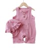 Baby clothes summer boys and girls baby double-layer gauze one-piece children's sleeveless vest romper romper