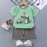 Wholesale cotton cartoon home wear kids clothing Plain kids jogging suit summer Kids pajama short sleeve suit