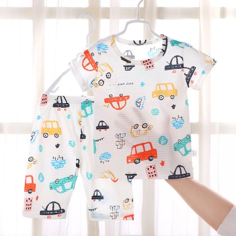 2023 new children's breathable cotton short-sleeved suit Air-conditioned clothing baby summer clothes set