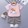 Wholesale cotton cartoon home wear kids clothing Plain kids jogging suit summer Kids pajama short sleeve suit