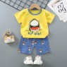 Wholesale cotton cartoon home wear kids clothing Plain kids jogging suit summer Kids pajama short sleeve suit