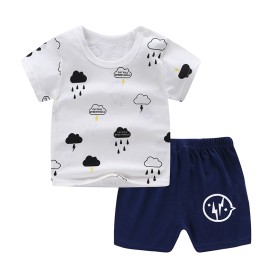 Wholesale pajamas Boys Summer Clothing Set  Short Sleeve Top T-Shirt and Pants Shorts 2PCS Set for Boy