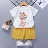 Wholesale cotton cartoon home wear kids clothing Plain kids jogging suit summer Kids pajama short sleeve suit