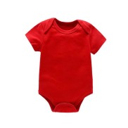 Baby plain romper newborn clothes 0-2 years old solid color jumpsuit male and female baby short climbing summer