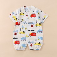 Infant jumpsuit summer combed cotton printed baby romper light and breathable boys and girls baby short-sleeved kimono